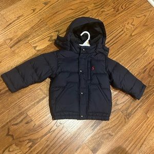 Boys 2T Polo puffer jacket with detachable hood. (Insulated and water repellent)